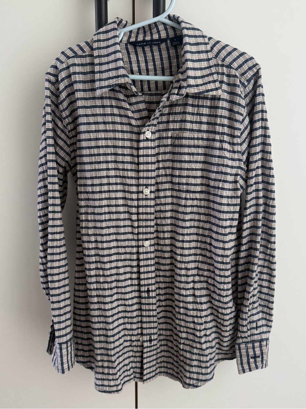 Janie & Jack Boys Seersucker Plaid Shirt Size 8